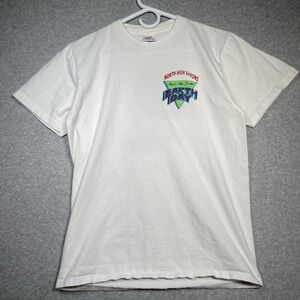 Vtg 1991 North High Saxons Earth Day T-Shirt Jerzees Tag‎ M White USA Eco Tee